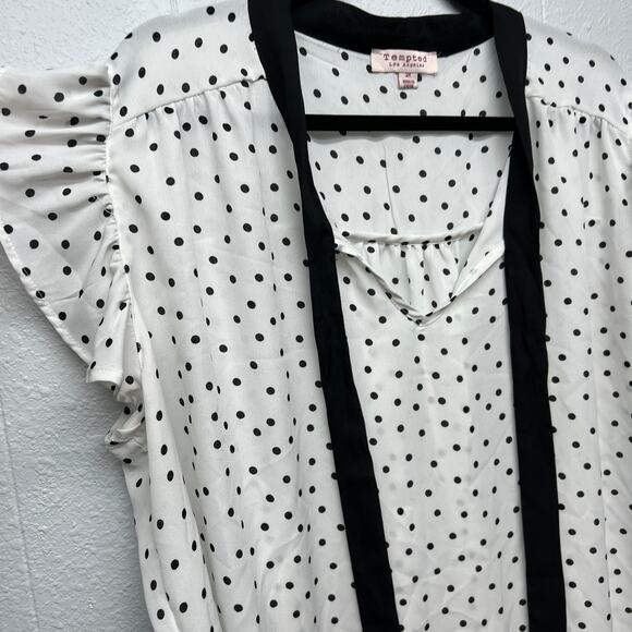 Tempted Los Angeles Womens Polka Dot Top 3X Flowy Career Party Event Dressy - Picture 5 of 12